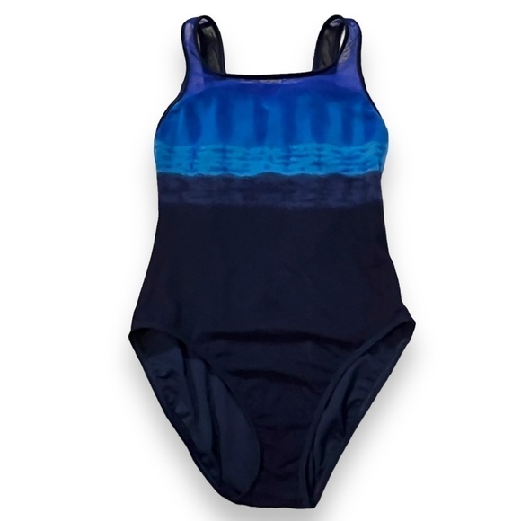 Vintage Other - VTG 90s JAG Swimsuit One Piece Navy Mesh Lined Cut Out Back Shelf Bra Size10